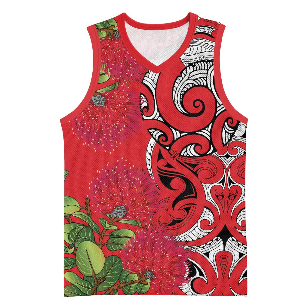 Personalised New Zealand Koru Pohutukawa Basketball Jersey Meri Kirihimete Aroha for Christmas - Aussie Hoodie