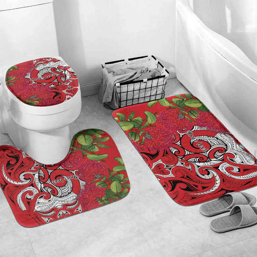 Personalised New Zealand Koru Pohutukawa Bathroom Set Meri Kirihimete Aroha for Christmas - Aussie Hoodie