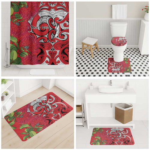 Personalised New Zealand Koru Pohutukawa Bathroom Set Meri Kirihimete Aroha for Christmas - Aussie Hoodie