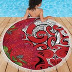 Personalised New Zealand Koru Pohutukawa Beach Blanket Meri Kirihimete Aroha for Christmas - Aussie Hoodie