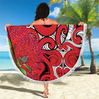 Personalised New Zealand Koru Pohutukawa Beach Blanket Meri Kirihimete Aroha for Christmas - Aussie Hoodie