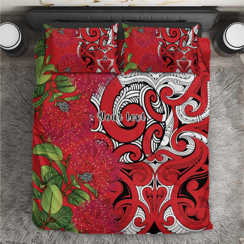 Personalised New Zealand Koru Pohutukawa Bedding Set Meri Kirihimete Aroha for Christmas - Aussie Hoodie