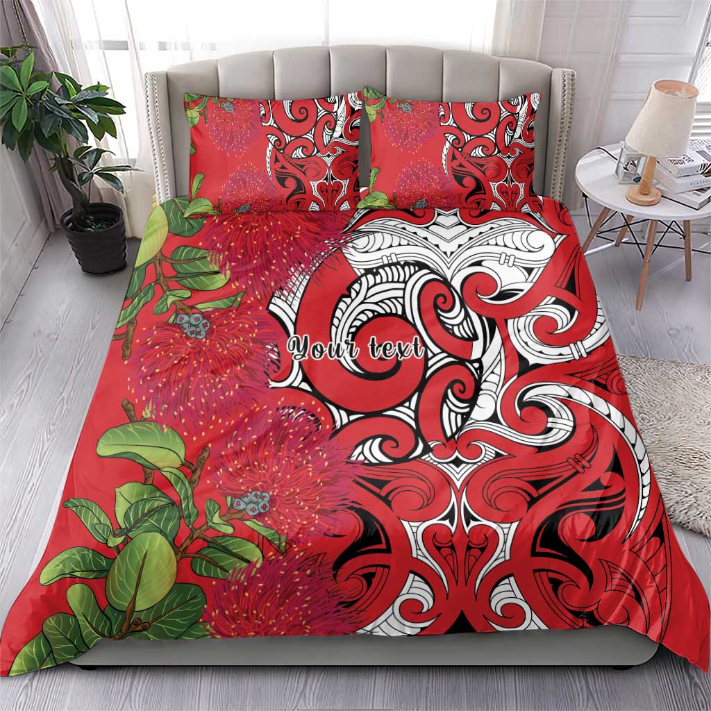 Personalised New Zealand Koru Pohutukawa Bedding Set Meri Kirihimete Aroha for Christmas - Aussie Hoodie