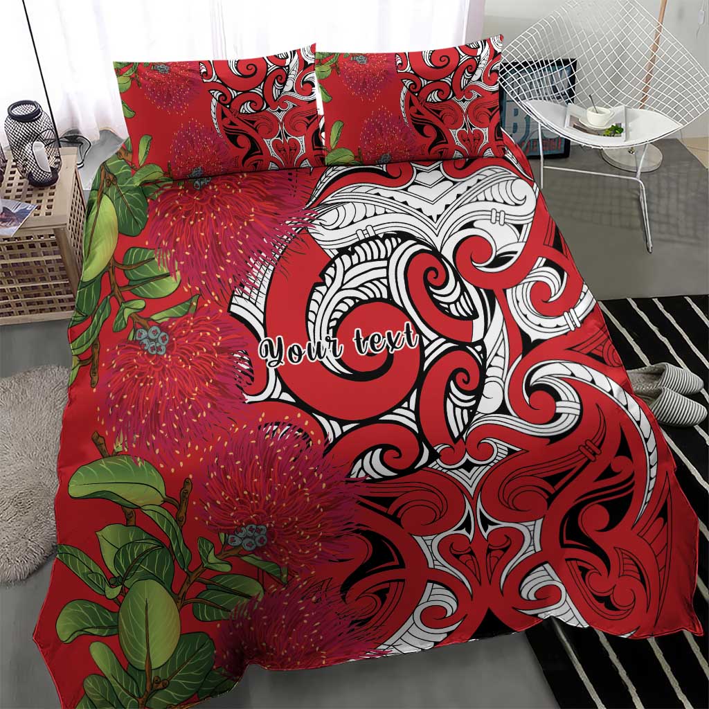 Personalised New Zealand Koru Pohutukawa Bedding Set Meri Kirihimete Aroha for Christmas - Aussie Hoodie