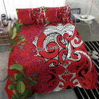Personalised New Zealand Koru Pohutukawa Bedding Set Meri Kirihimete Aroha for Christmas - Aussie Hoodie