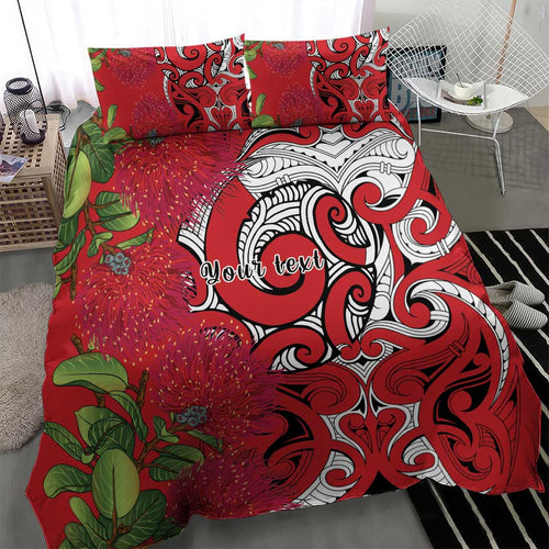 Personalised New Zealand Koru Pohutukawa Bedding Set Meri Kirihimete Aroha for Christmas - Aussie Hoodie