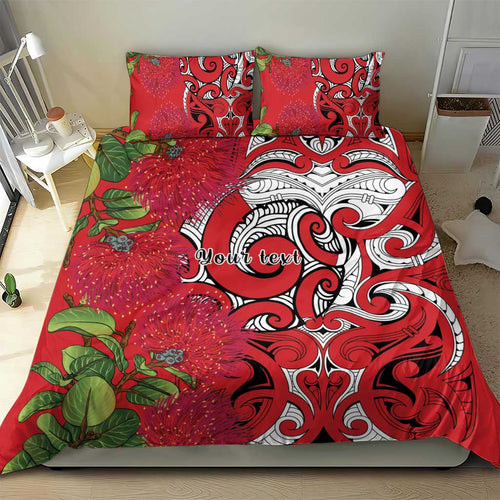 Personalised New Zealand Koru Pohutukawa Bedding Set Meri Kirihimete Aroha for Christmas - Aussie Hoodie
