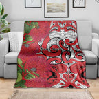 Personalised New Zealand Koru Pohutukawa Blanket Meri Kirihimete Aroha for Christmas - Aussie Hoodie