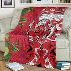 Personalised New Zealand Koru Pohutukawa Blanket Meri Kirihimete Aroha for Christmas - Aussie Hoodie