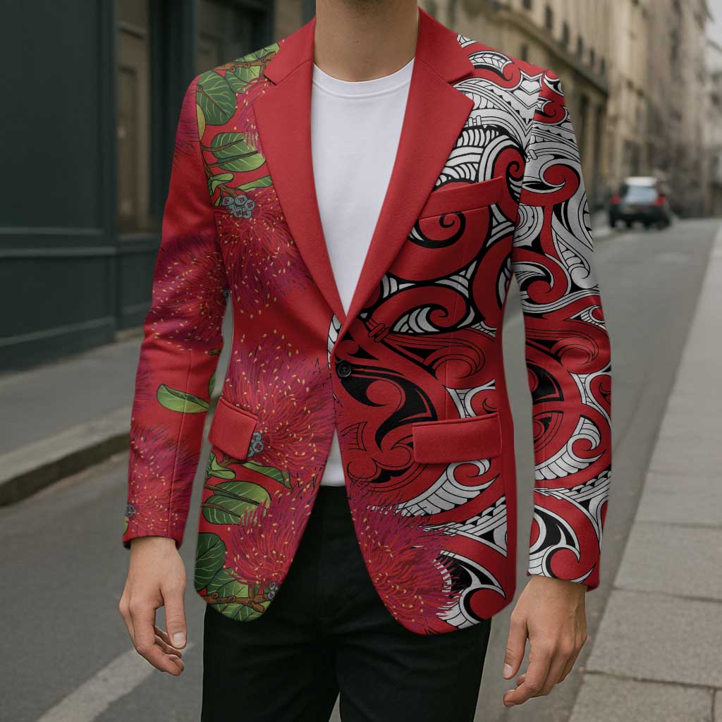 Personalised New Zealand Koru Pohutukawa Blazer Meri Kirihimete Aroha for Christmas - Aussie Hoodie
