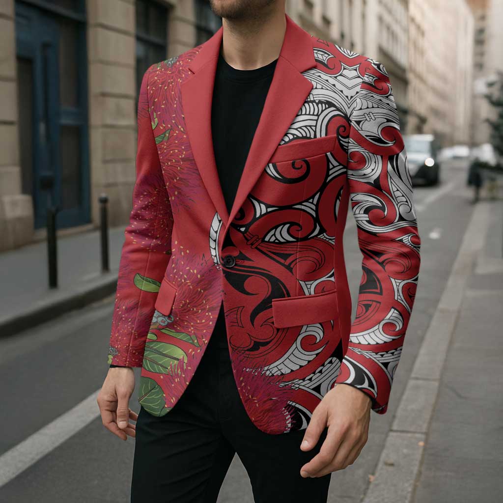 Personalised New Zealand Koru Pohutukawa Blazer Meri Kirihimete Aroha for Christmas - Aussie Hoodie