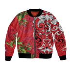 Personalised New Zealand Koru Pohutukawa Bomber Jacket Meri Kirihimete Aroha for Christmas - Aussie Hoodie
