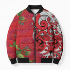 Personalised New Zealand Koru Pohutukawa Bomber Puffer Jacket Meri Kirihimete Aroha for Christmas - Aussie Hoodie