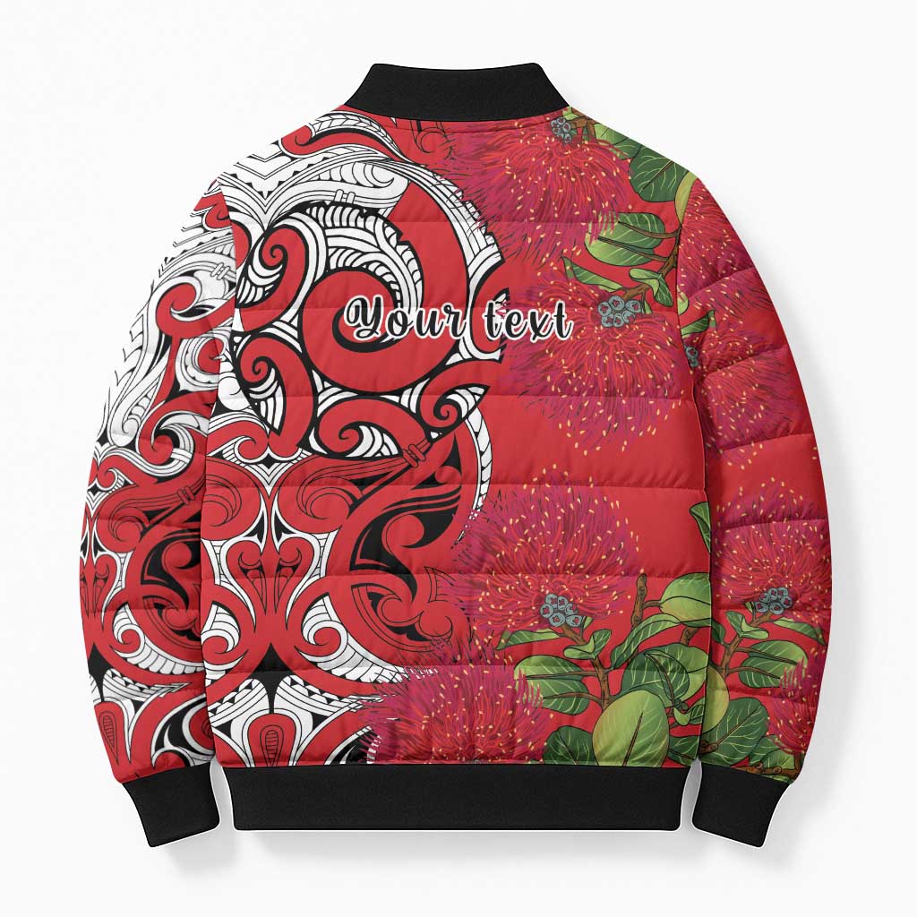 Personalised New Zealand Koru Pohutukawa Bomber Puffer Jacket Meri Kirihimete Aroha for Christmas - Aussie Hoodie
