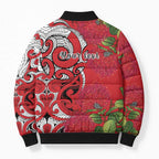 Personalised New Zealand Koru Pohutukawa Bomber Puffer Jacket Meri Kirihimete Aroha for Christmas - Aussie Hoodie