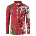 Personalised New Zealand Koru Pohutukawa Button Sweatshirt Meri Kirihimete Aroha for Christmas - Aussie Hoodie