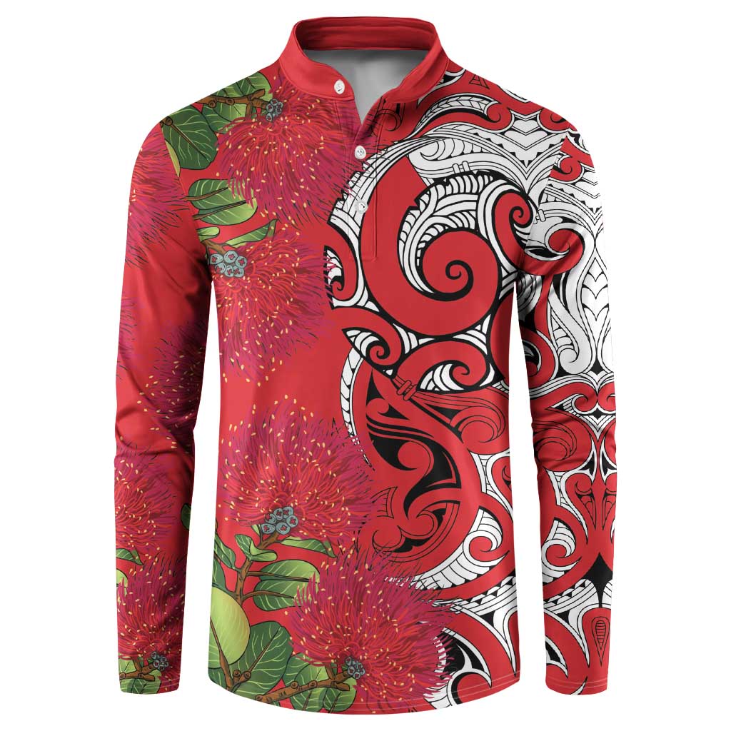 Personalised New Zealand Koru Pohutukawa Button Sweatshirt Meri Kirihimete Aroha for Christmas - Aussie Hoodie