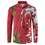 Personalised New Zealand Koru Pohutukawa Button Sweatshirt Meri Kirihimete Aroha for Christmas - Aussie Hoodie