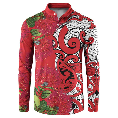 Personalised New Zealand Koru Pohutukawa Button Sweatshirt Meri Kirihimete Aroha for Christmas - Aussie Hoodie