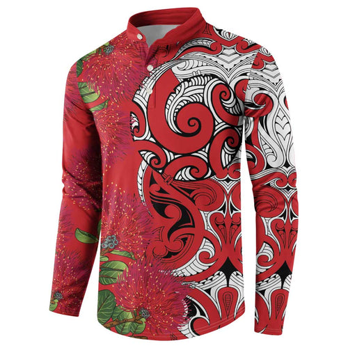 Personalised New Zealand Koru Pohutukawa Button Sweatshirt Meri Kirihimete Aroha for Christmas - Aussie Hoodie