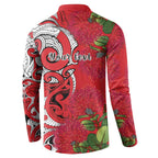 Personalised New Zealand Koru Pohutukawa Button Sweatshirt Meri Kirihimete Aroha for Christmas - Aussie Hoodie