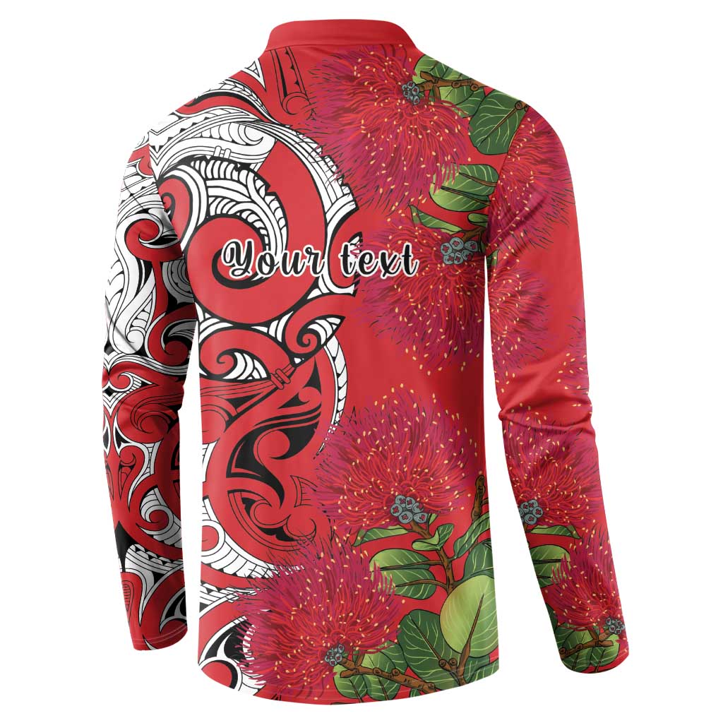 Personalised New Zealand Koru Pohutukawa Button Sweatshirt Meri Kirihimete Aroha for Christmas - Aussie Hoodie