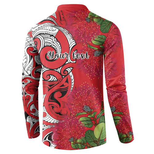 Personalised New Zealand Koru Pohutukawa Button Sweatshirt Meri Kirihimete Aroha for Christmas - Aussie Hoodie