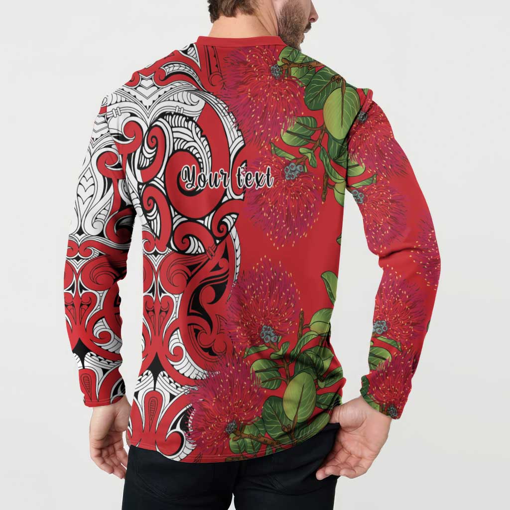Personalised New Zealand Koru Pohutukawa Button Sweatshirt Meri Kirihimete Aroha for Christmas - Aussie Hoodie