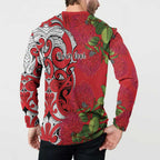 Personalised New Zealand Koru Pohutukawa Button Sweatshirt Meri Kirihimete Aroha for Christmas - Aussie Hoodie