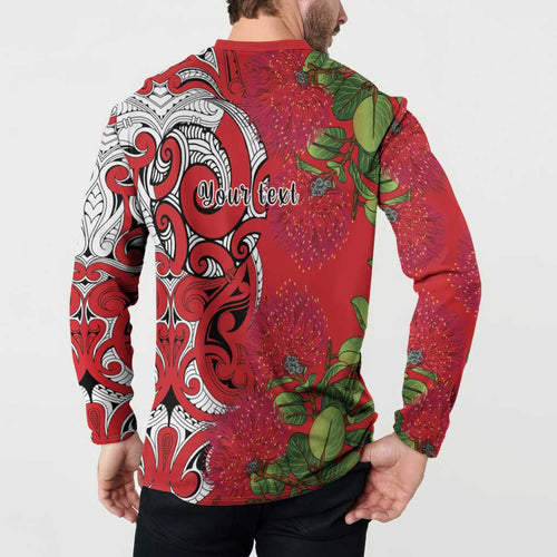 Personalised New Zealand Koru Pohutukawa Button Sweatshirt Meri Kirihimete Aroha for Christmas - Aussie Hoodie