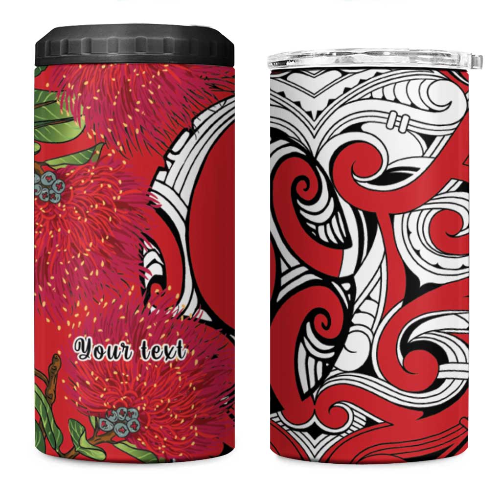 Personalised New Zealand Koru Pohutukawa 4 in 1 Can Cooler Tumbler Meri Kirihimete Aroha for Christmas - Aussie Hoodie