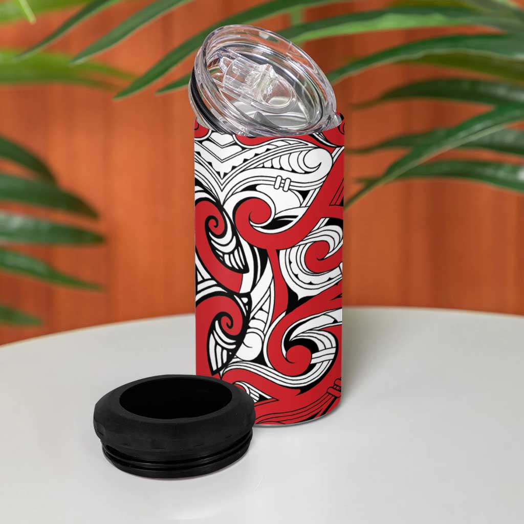 Personalised New Zealand Koru Pohutukawa 4 in 1 Can Cooler Tumbler Meri Kirihimete Aroha for Christmas - Aussie Hoodie