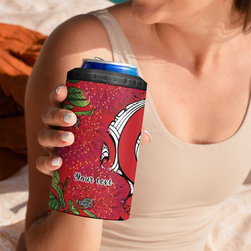 Personalised New Zealand Koru Pohutukawa 4 in 1 Can Cooler Tumbler Meri Kirihimete Aroha for Christmas - Aussie Hoodie