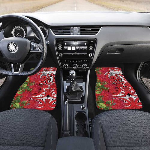 Personalised New Zealand Koru Pohutukawa Car Mats Meri Kirihimete Aroha for Christmas - Aussie Hoodie