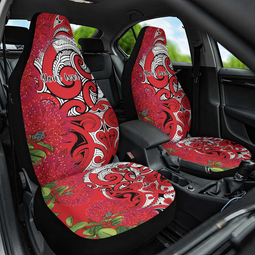 Personalised New Zealand Koru Pohutukawa Car Seat Cover Meri Kirihimete Aroha for Christmas - Aussie Hoodie