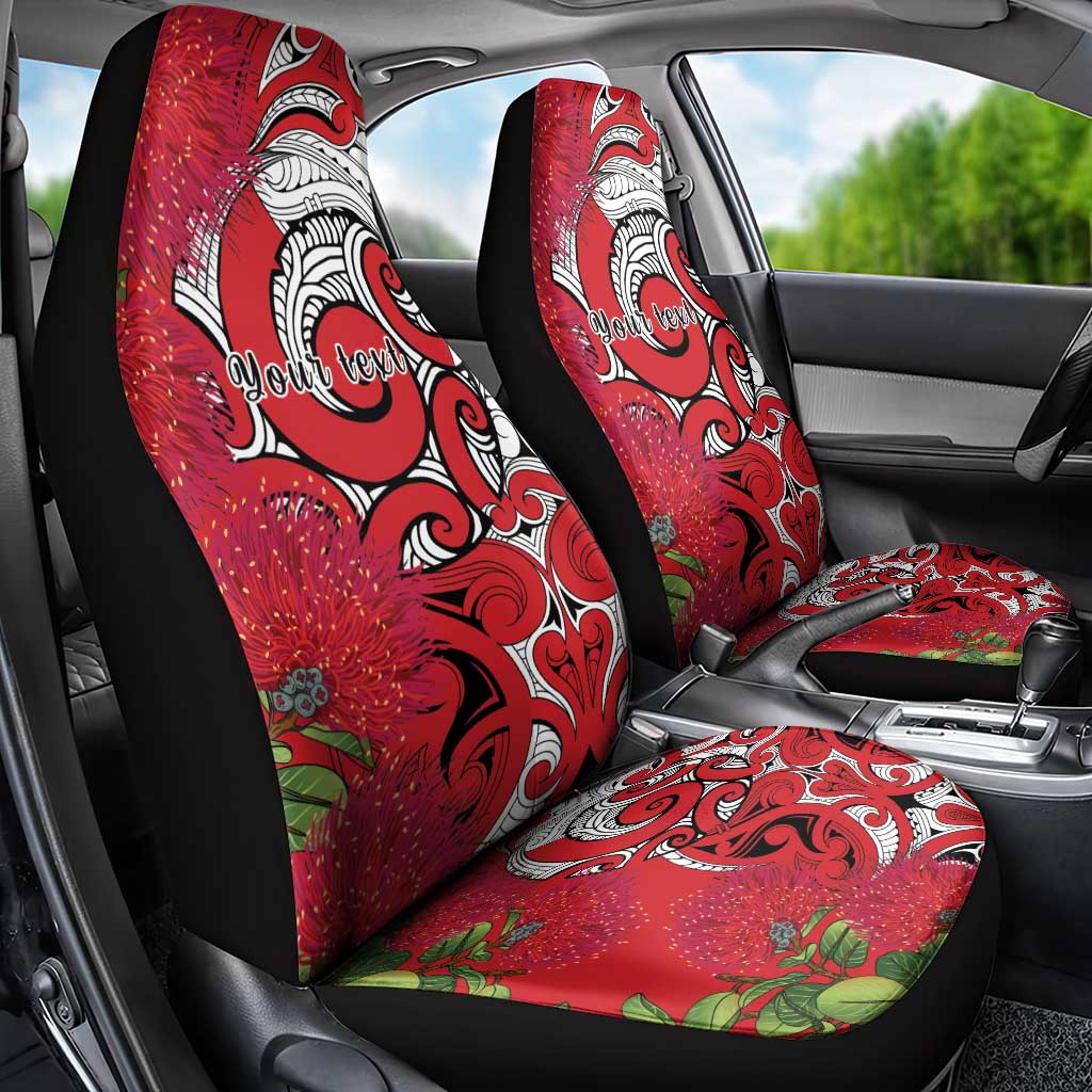 Personalised New Zealand Koru Pohutukawa Car Seat Cover Meri Kirihimete Aroha for Christmas - Aussie Hoodie