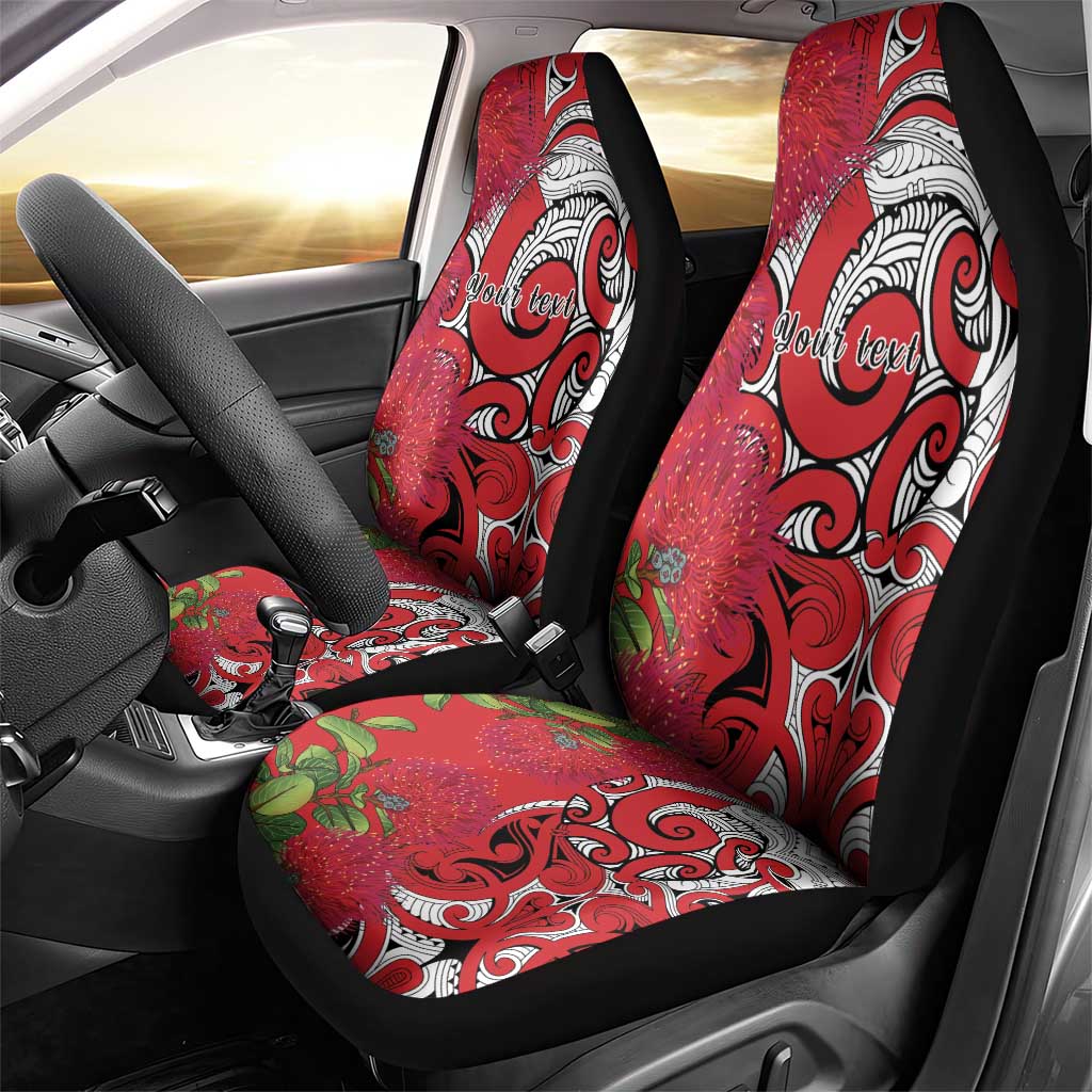 Personalised New Zealand Koru Pohutukawa Car Seat Cover Meri Kirihimete Aroha for Christmas - Aussie Hoodie