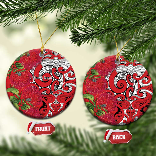 Personalised New Zealand Koru Pohutukawa Ceramic Ornament Meri Kirihimete Aroha for Christmas - Aussie Hoodie