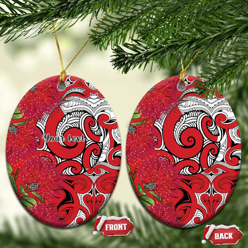 Personalised New Zealand Koru Pohutukawa Ceramic Ornament Meri Kirihimete Aroha for Christmas - Aussie Hoodie