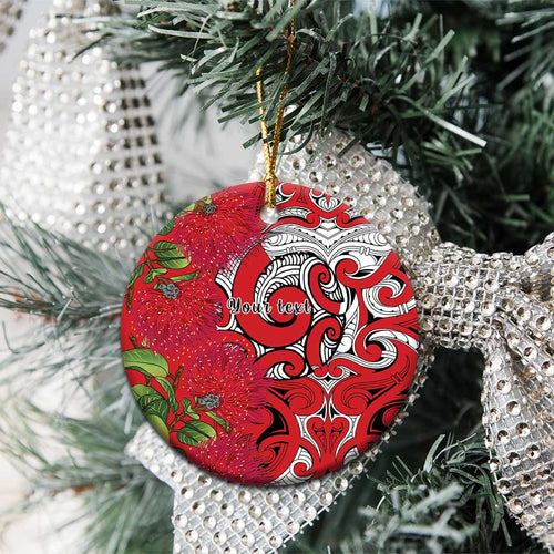 Personalised New Zealand Koru Pohutukawa Ceramic Ornament Meri Kirihimete Aroha for Christmas - Aussie Hoodie