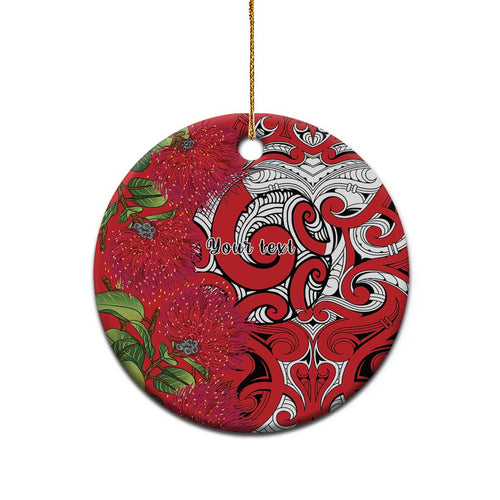Personalised New Zealand Koru Pohutukawa Ceramic Ornament Meri Kirihimete Aroha for Christmas - Aussie Hoodie