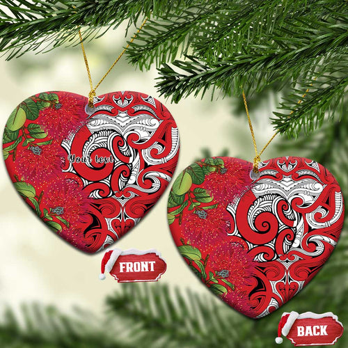 Personalised New Zealand Koru Pohutukawa Ceramic Ornament Meri Kirihimete Aroha for Christmas - Aussie Hoodie