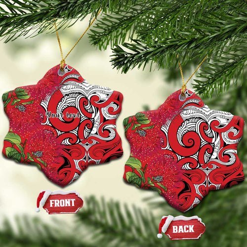 Personalised New Zealand Koru Pohutukawa Ceramic Ornament Meri Kirihimete Aroha for Christmas - Aussie Hoodie