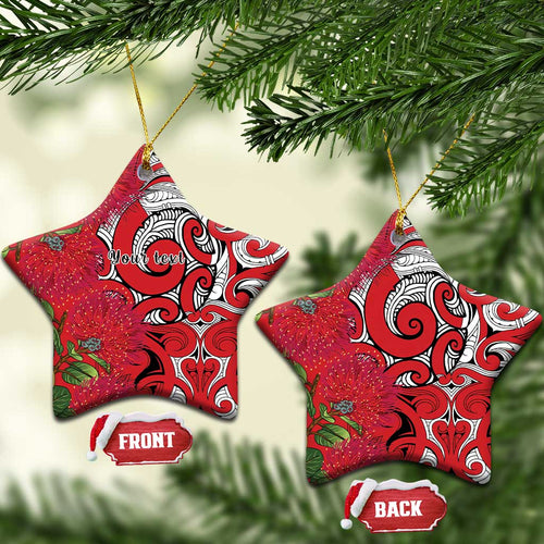Personalised New Zealand Koru Pohutukawa Ceramic Ornament Meri Kirihimete Aroha for Christmas - Aussie Hoodie