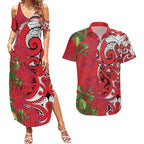 Personalised New Zealand Koru Pohutukawa Couples Matching Summer Maxi Dress and Hawaiian Shirt Meri Kirihimete Aroha for Christmas - Aussie Hoodie
