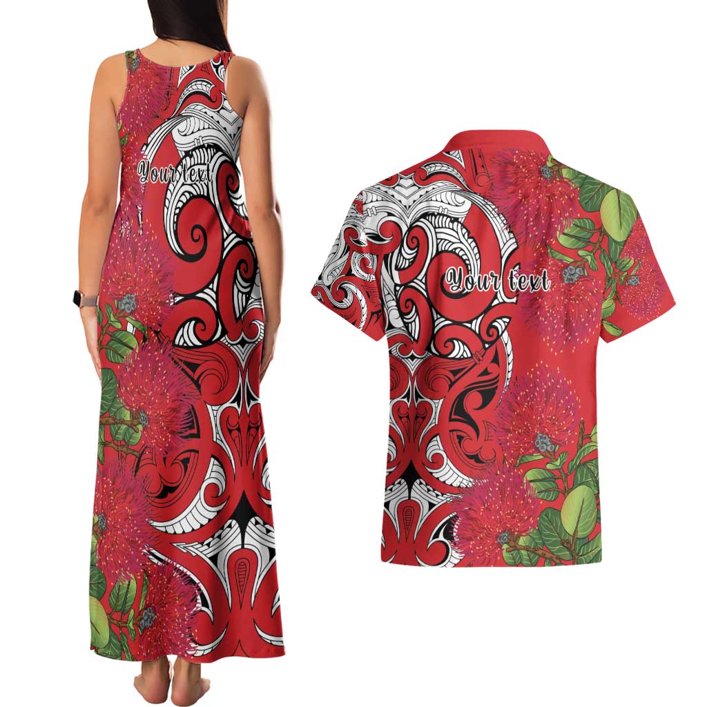 Personalised New Zealand Koru Pohutukawa Couples Matching Tank Maxi Dress and Hawaiian Shirt Meri Kirihimete Aroha for Christmas - Aussie Hoodie