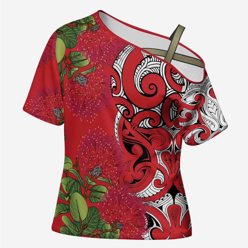 Personalised New Zealand Koru Pohutukawa Cross Shoulder Shirt Meri Kirihimete Aroha for Christmas - Aussie Hoodie