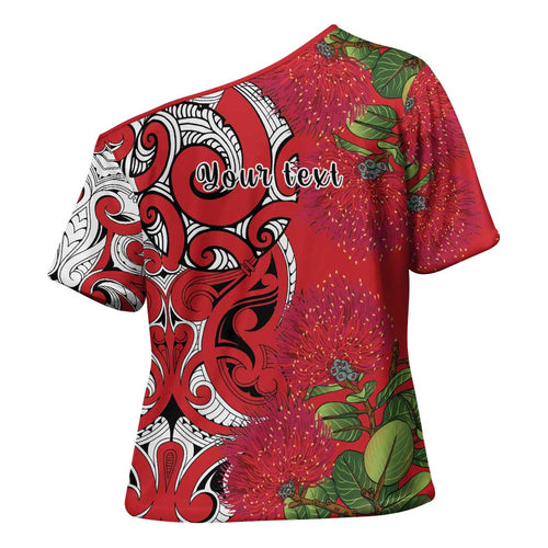Personalised New Zealand Koru Pohutukawa Cross Shoulder Shirt Meri Kirihimete Aroha for Christmas - Aussie Hoodie