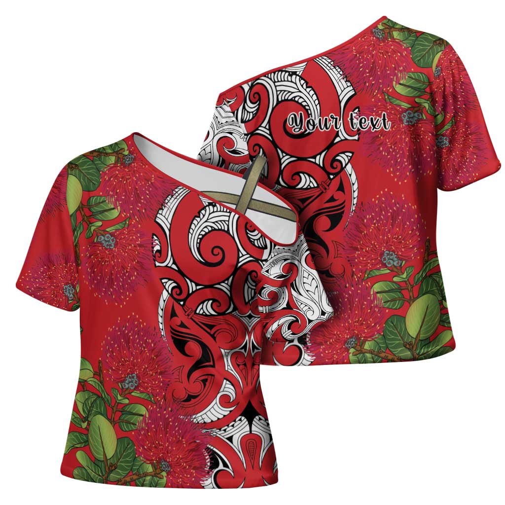 Personalised New Zealand Koru Pohutukawa Cross Shoulder Shirt Meri Kirihimete Aroha for Christmas - Aussie Hoodie