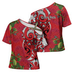 Personalised New Zealand Koru Pohutukawa Cross Shoulder Shirt Meri Kirihimete Aroha for Christmas - Aussie Hoodie